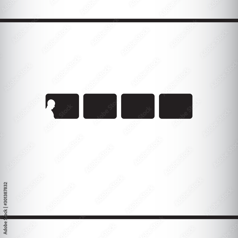 Silhouette of human traveling by train. Train movie. Media company logo or film production studio. Creative logo design template Silhouette of human traveling by train. Train movie. Media company logo or film production studio. Creative logo design template