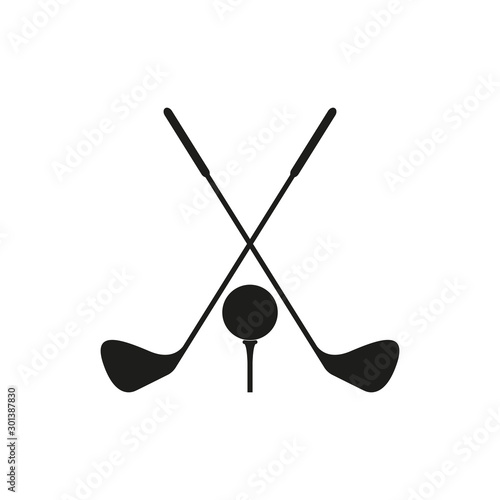 Golf club and ball icon. Simple vector illustration