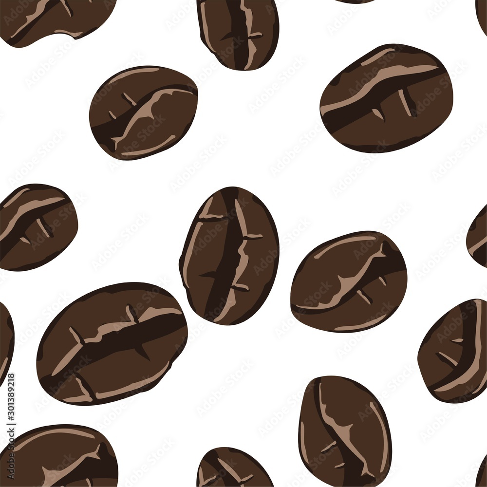Coffee beans seamless pattern in abstract style. Vector hand drawing illustration. Roasted beans closeup. Coffee seamless pattern, great design for any purposes. Coffee beans seamless pattern in abstract style. Vector hand drawing illustration. Roasted beans closeup. Coffee seamless pattern, great design for any purposes.