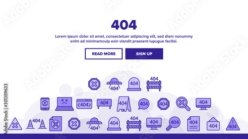 404 HTTP Error Message Vector Linear Icons Set. 404 Page Not Found Outline Symbols Pack. Internet Connection Problem, Broken Link. Standard Response Code Isolated Contour Illustrations