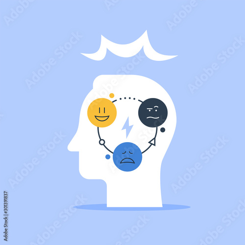 Positive psychology concept, psychological test, control feelings, mood swing