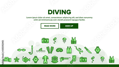 Scuba Diving Equipment Vector Linear Icons Set. Summer Vacation, Diving Water Sport Outline Cliparts. Active Sea Holiday Pictograms Collection. Extreme Activity, Snorkeling Thin Line Illustration