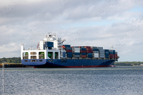 Cargo ship entering Jaxport in Jacksonville Florida. 