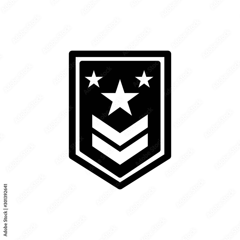 Military rank vector icon, army badge symbol. Simple, flat design for web or mobile app Military rank vector icon, army badge symbol. Simple, flat design for web or mobile app