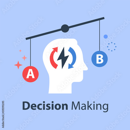 Decision making, pros and cons, versus concept, opinion poll sociology, argumentation dialog, two sides