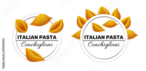 Labels for conchiglioni, an italian seashell pasta
