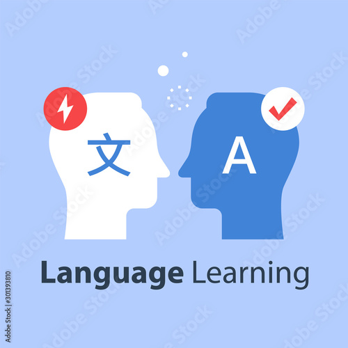 Language learning, translate concept, international communication, linguistics coarse