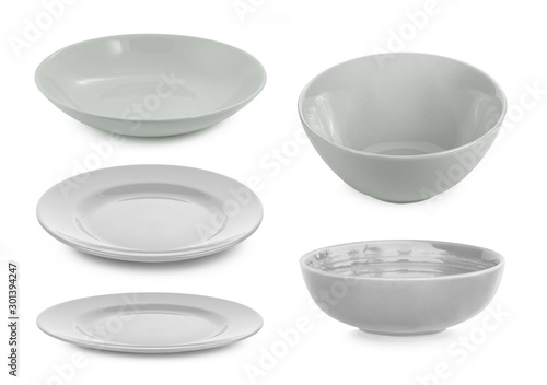 set of plate on white background