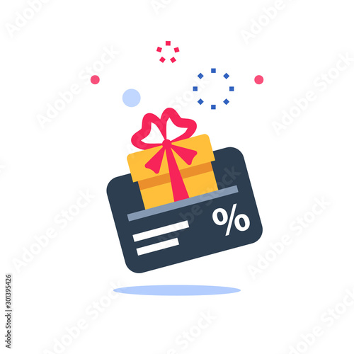 Gift card, loyalty program, earn points, redeem present box, more discount