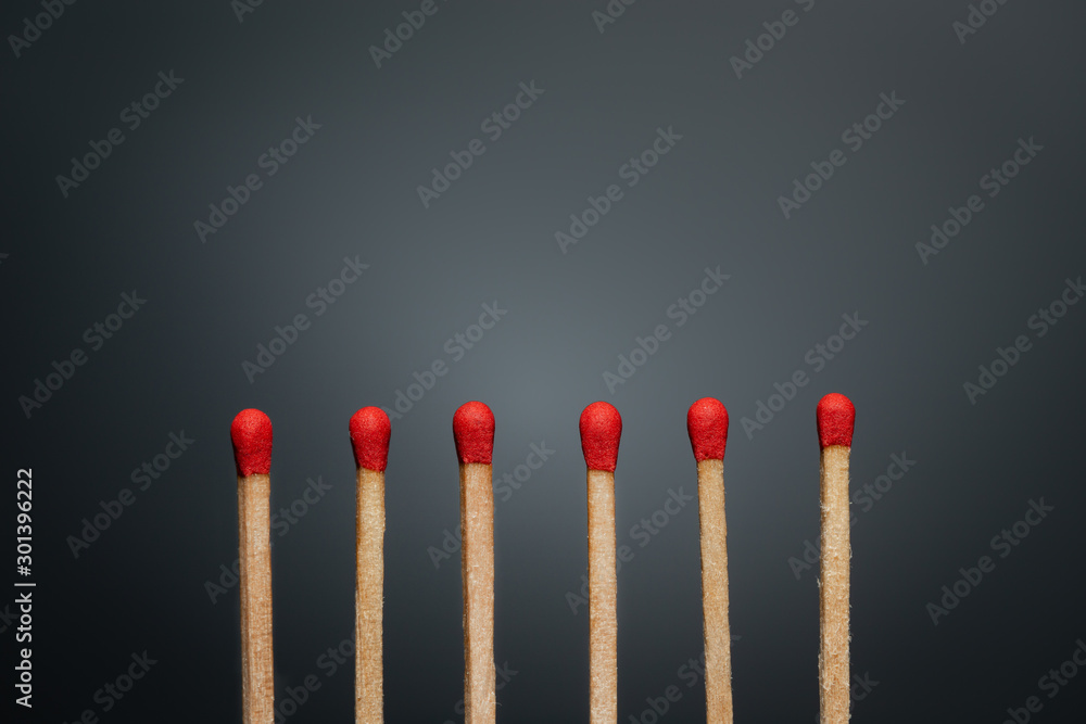 Group match on a black background Group match on a black background