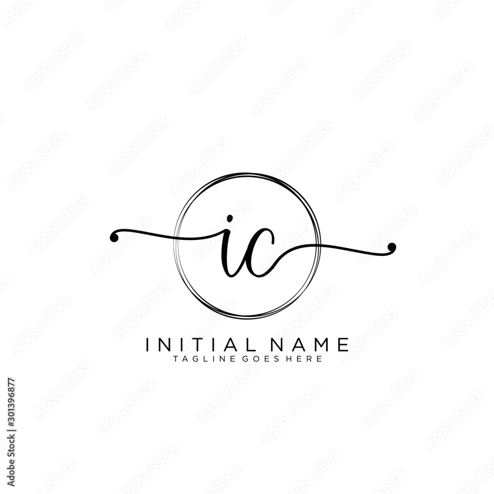 IC Initial handwriting logo with circle template vector. IC Initial handwriting logo with circle template vector.