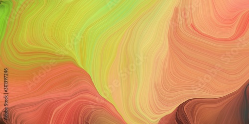 abstract colorful waves motion. can be used as wallpaper, background graphic or texture. graphic illustration with sandy brown, brown and dark khaki colors © Eigens