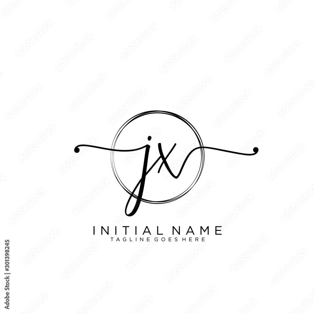JX Initial handwriting logo with circle template vector. JX Initial handwriting logo with circle template vector.