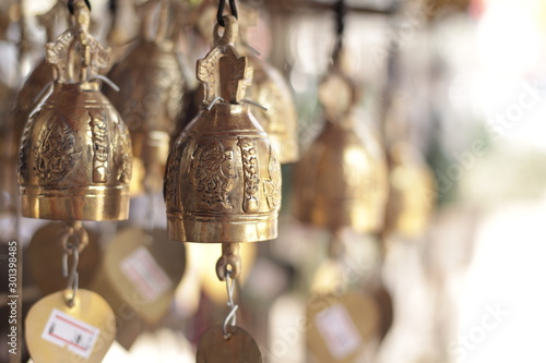 golden bells in a Buddhist temple
