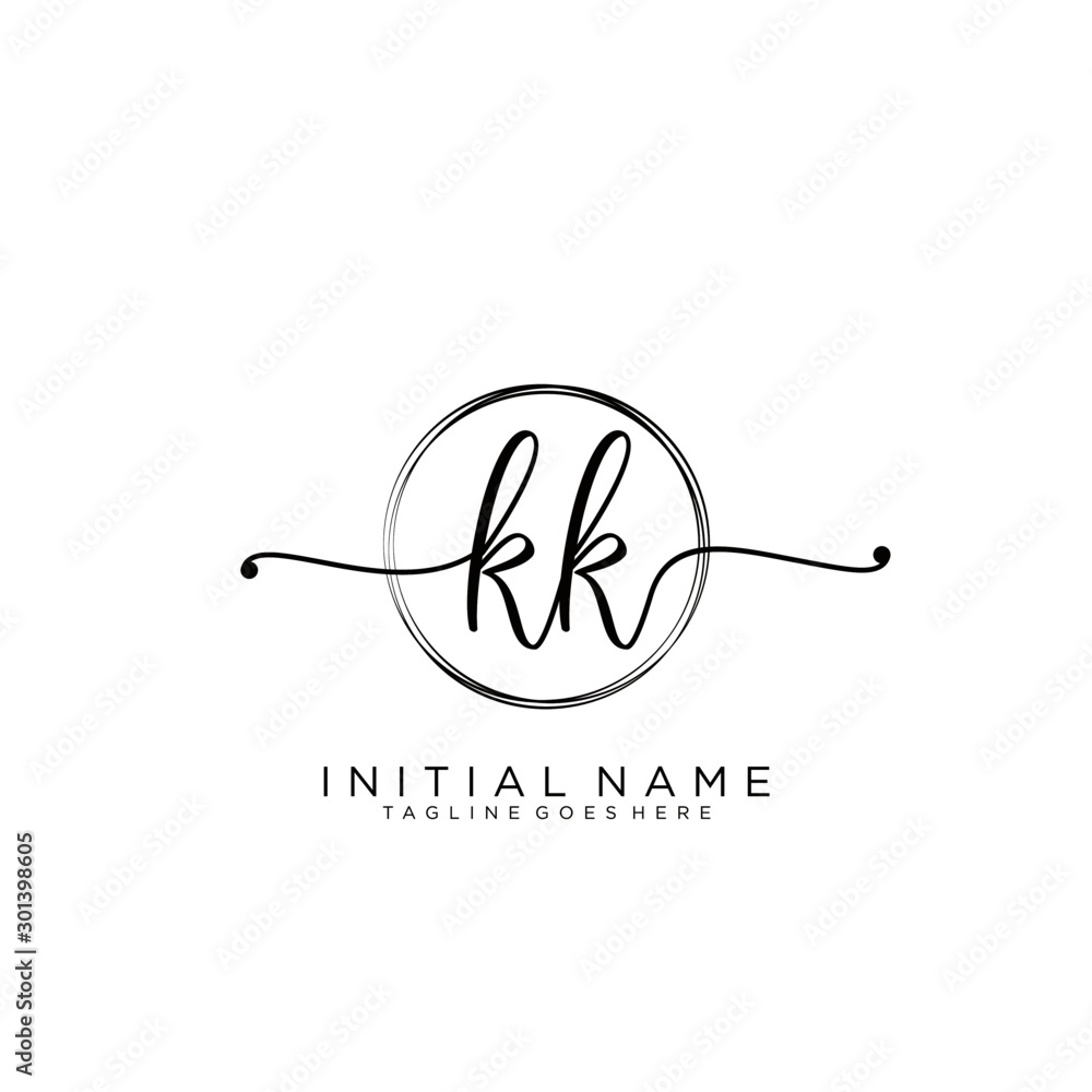 KK Initial handwriting logo with circle template vector. KK Initial handwriting logo with circle template vector.