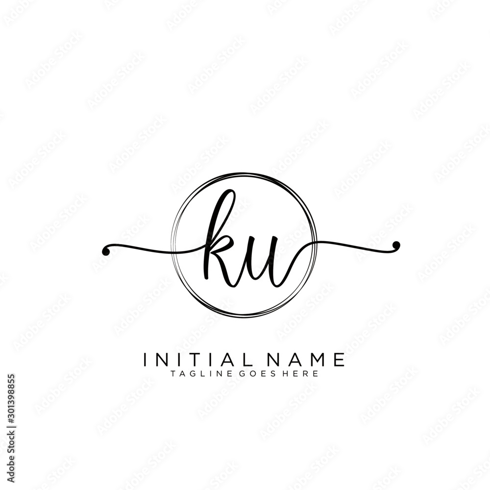 KU Initial handwriting logo with circle template vector. KU Initial handwriting logo with circle template vector.