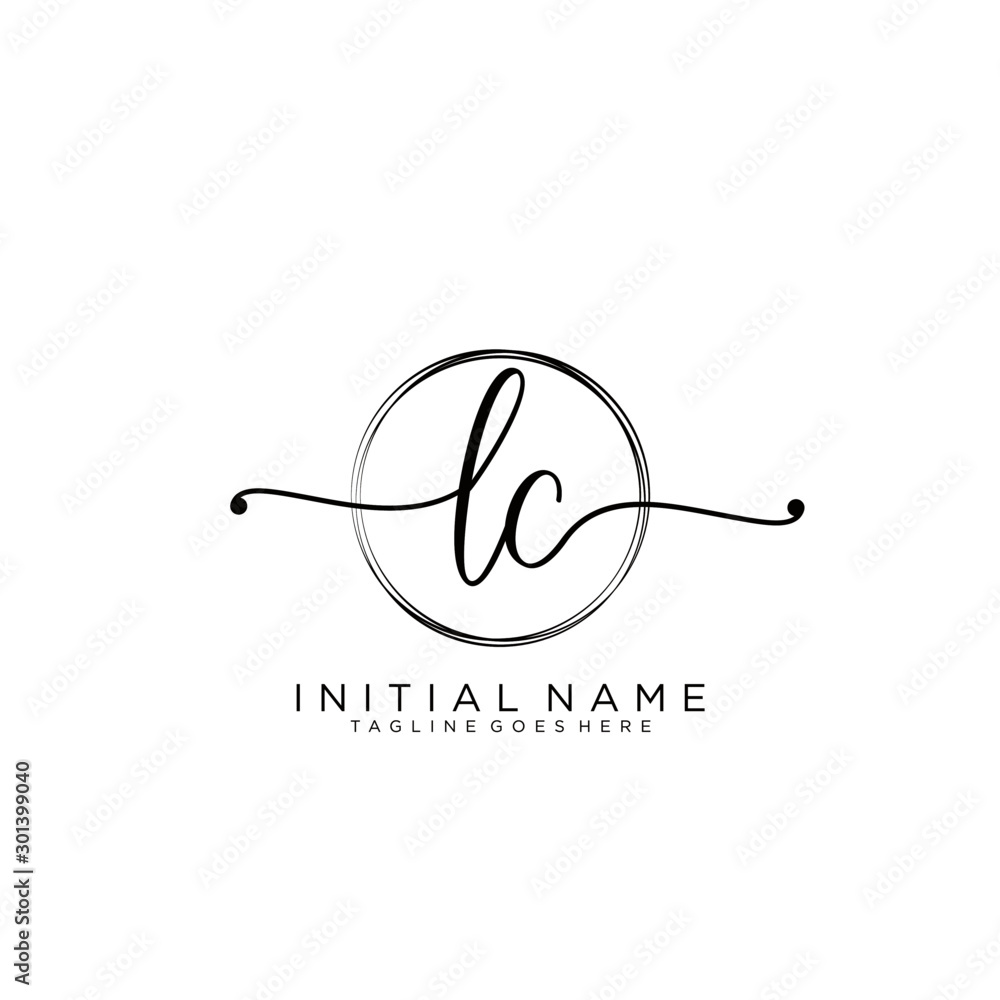 Obraz premium LC Initial handwriting logo with circle template vector.