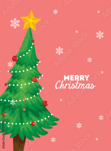 merry christmas poster with pine tree design