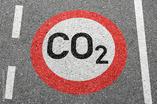 CO2 emissions emission Carbon dioxide air pollution reduction street road sign zone © Markus Mainka