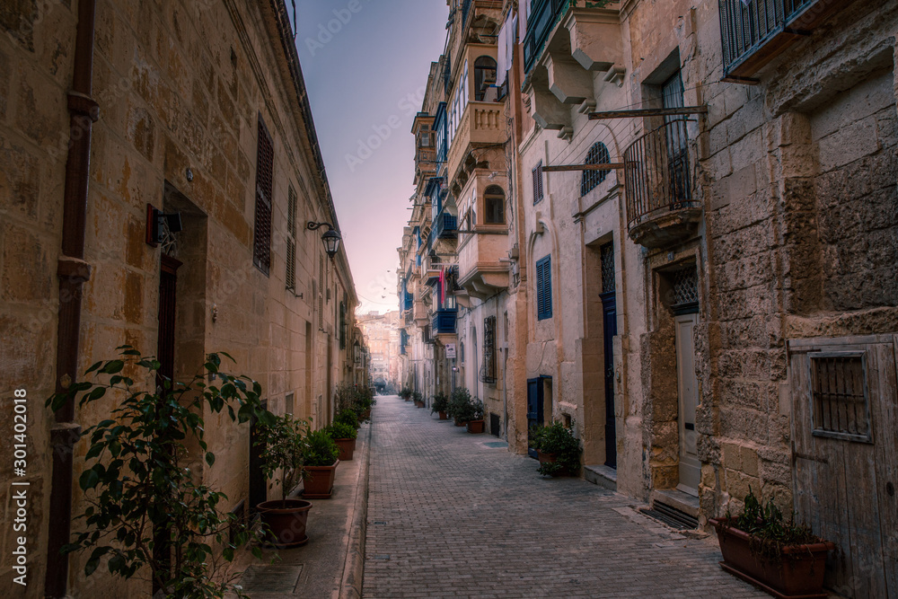 narrow street in old town Valletta