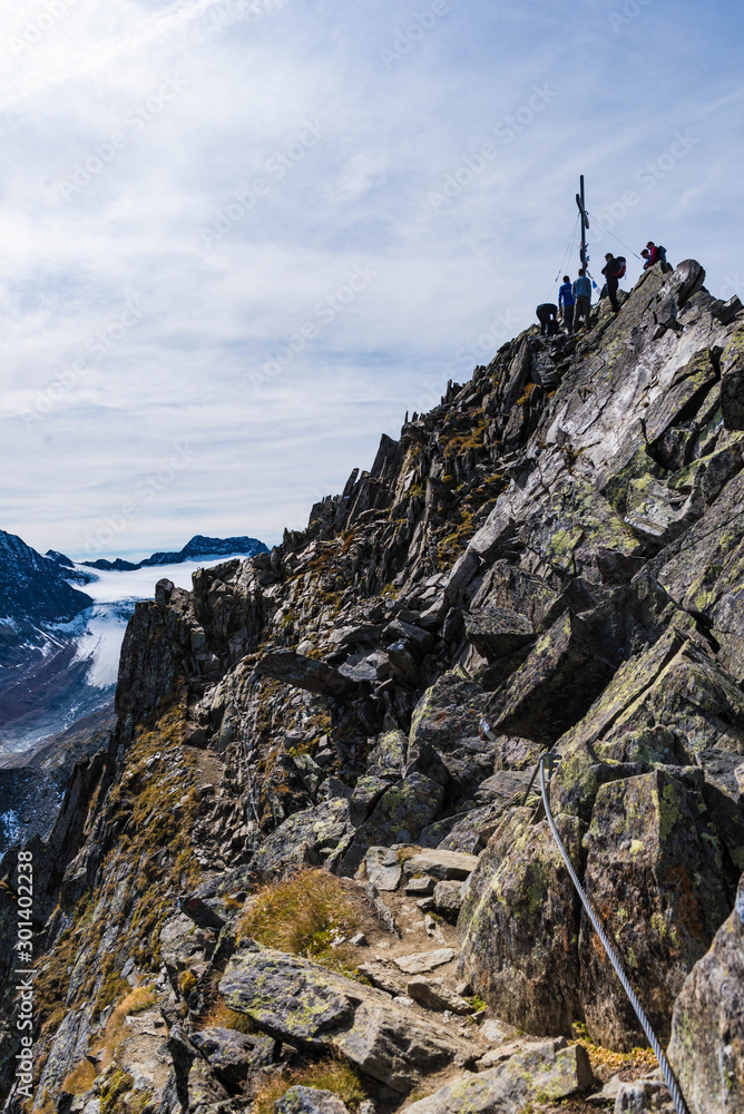 rocky peak of rinnenspitze in the stubai alps, tyrol rocky peak of rinnenspitze in the stubai alps, tyrol