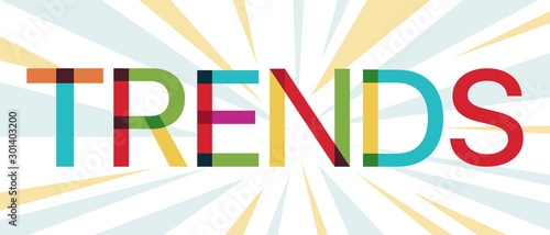 "Trends" word with colorful rays