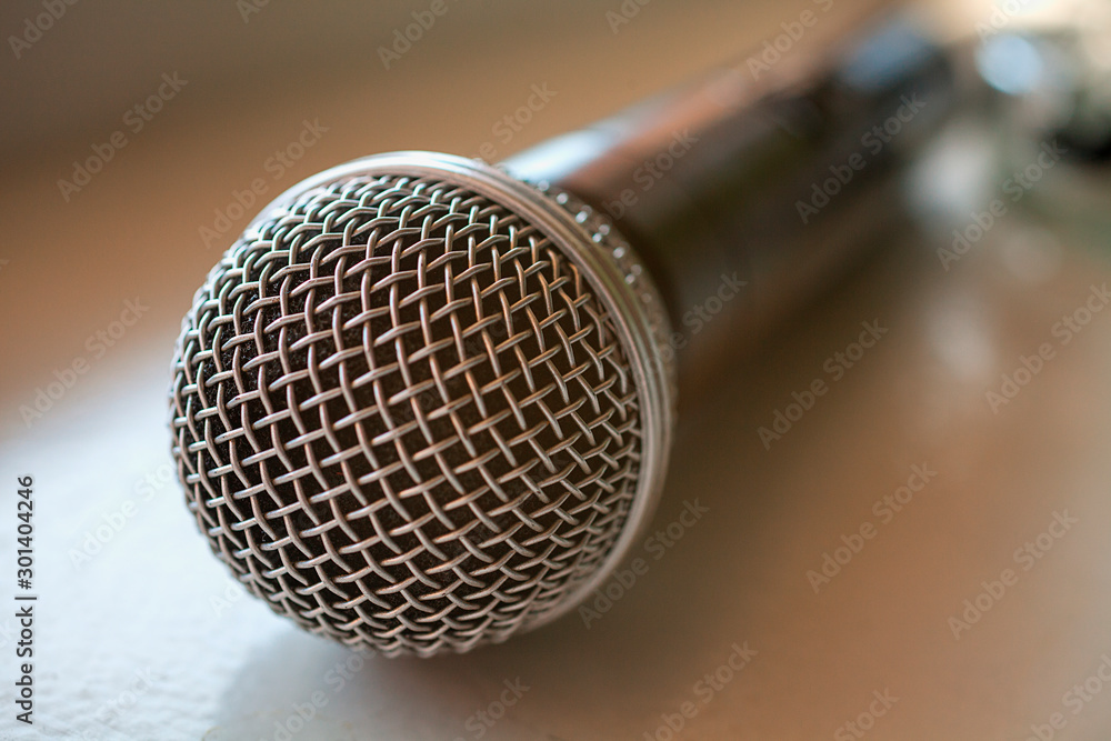 Obraz premium Wired microphone for vocals on the table