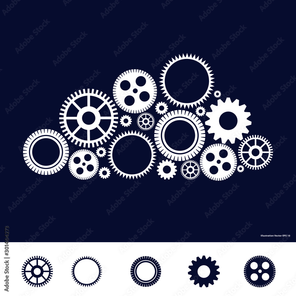 Illustration vector machine gear collection for brain logo Illustration vector machine gear collection for brain logo