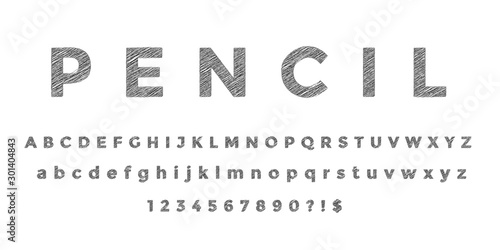 Scribble Font, Scribble Alphabet, Scribble Text, Pencil