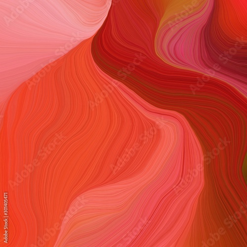 square graphic illustration with coffee, light coral and dark red colors. abstract fractal swirl motion waves. can be used as wallpaper, background graphic or texture