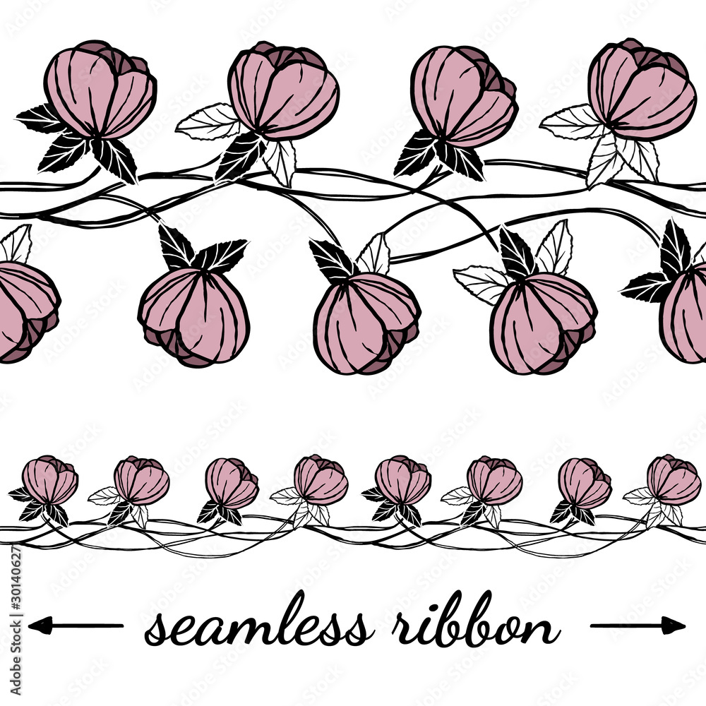 flower lace stripe background seamless horizontali ribbon texture , vector illustration hand ink pencil drawing love flowers flower lace stripe background seamless horizontali ribbon texture , vector illustration hand ink pencil drawing love flowers