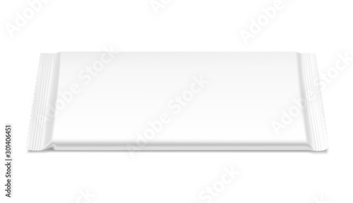 Blank flow pack isolated on white background. Realistick vector illustration. Template ready for your desing. It can be use for presentation packaging, promo, adv and etc. EPS10.