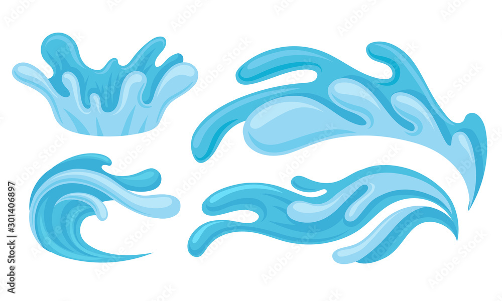 Set Of Water Splashe Patterns In Different Shapes And Forms Vector ...