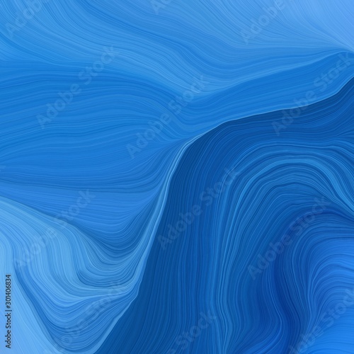 square graphic illustration with strong blue, royal blue and midnight blue colors. abstract design swirl waves. can be used as wallpaper, background graphic or texture © Eigens