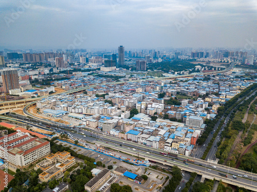 Aerial photos of high-rise buildings in urban areas of Asian cities
