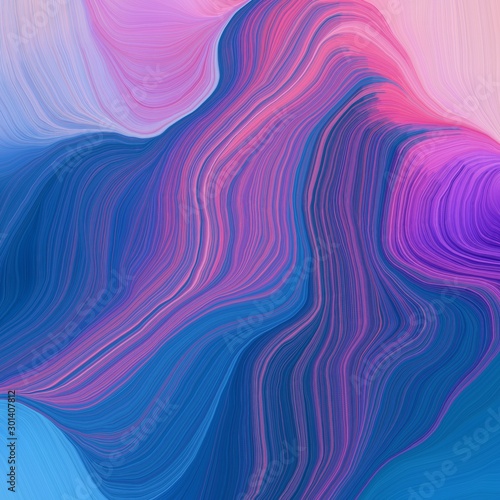 quadratic graphic illustration with strong blue, pastel violet and moderate violet colors. abstract design swirl waves. can be used as wallpaper, background graphic or texture