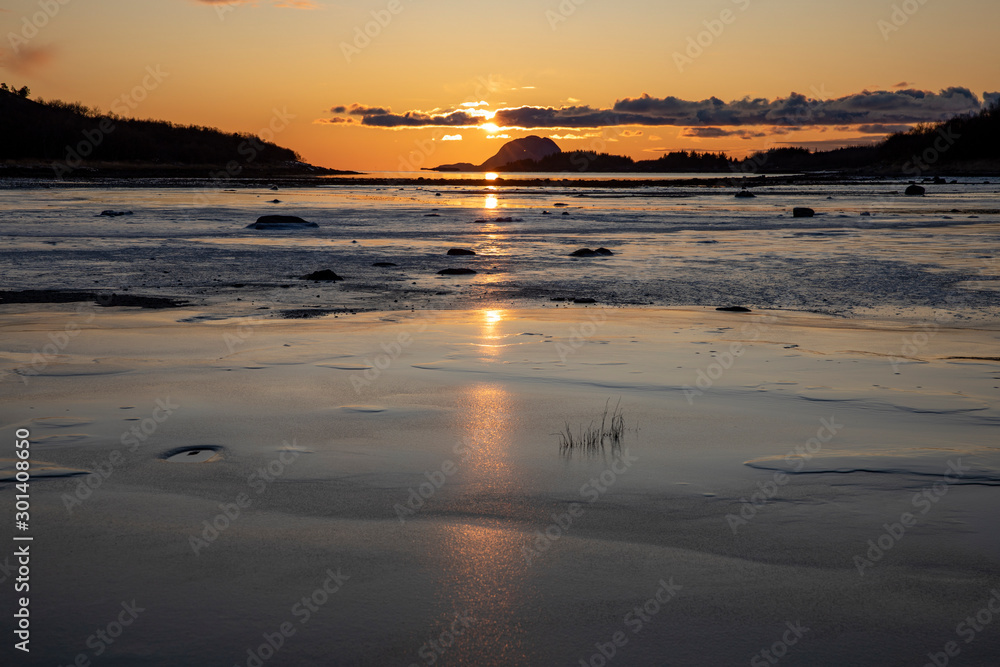 Sunset at Helgeland in Nordland county, Northern Norway