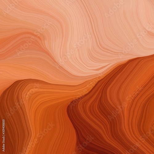 quadratic graphic illustration with coffee, burly wood and dark salmon colors. abstract design swirl waves. can be used as wallpaper, background graphic or texture © Eigens