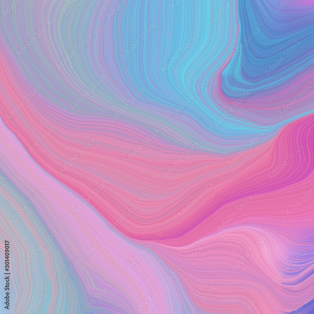 square graphic illustration with pastel violet, corn flower blue and sky blue colors. abstract colorful waves motion. can be used as wallpaper, background graphic or texture