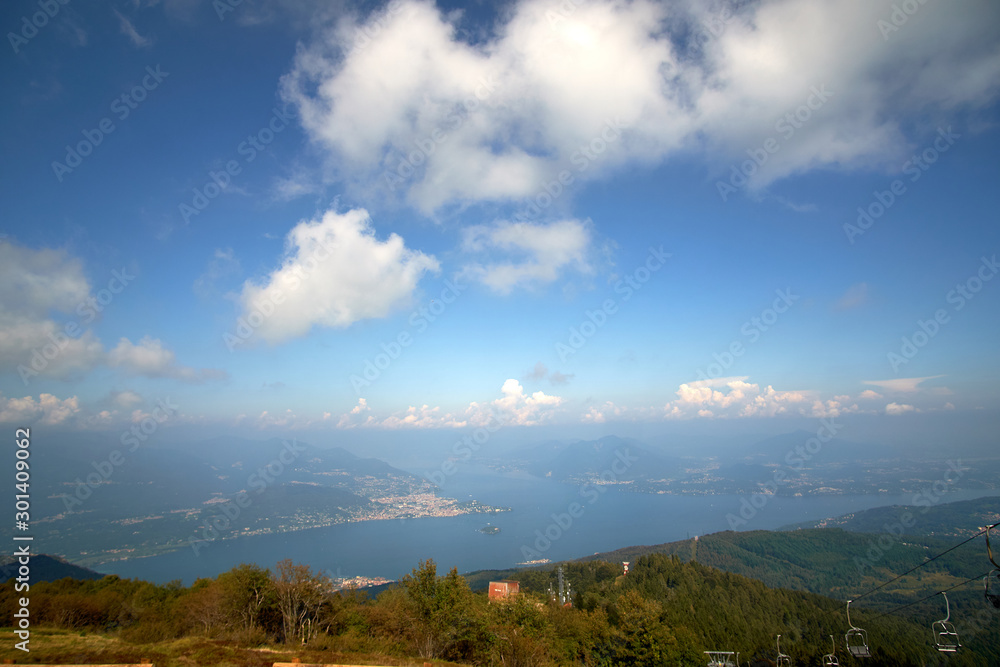 Scenic view on Lake Maggiore with Borromean Islands