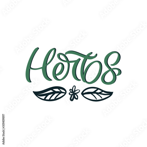 Hand lettering quote. The inscription: Herbs. Perfect design for greeting cards, posters, T-shirts, banners, print invitations.