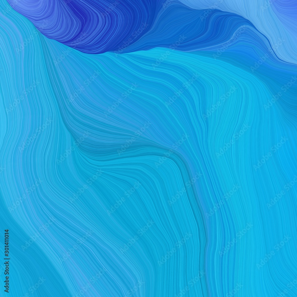 Fototapeta kwadratowa ilustracja graficzna w kolorach dodger blue, strong blue i corn flower blue. streszczenie kolorowe fale ruchu. może służyć jako tapeta, grafika tła lub tekstura