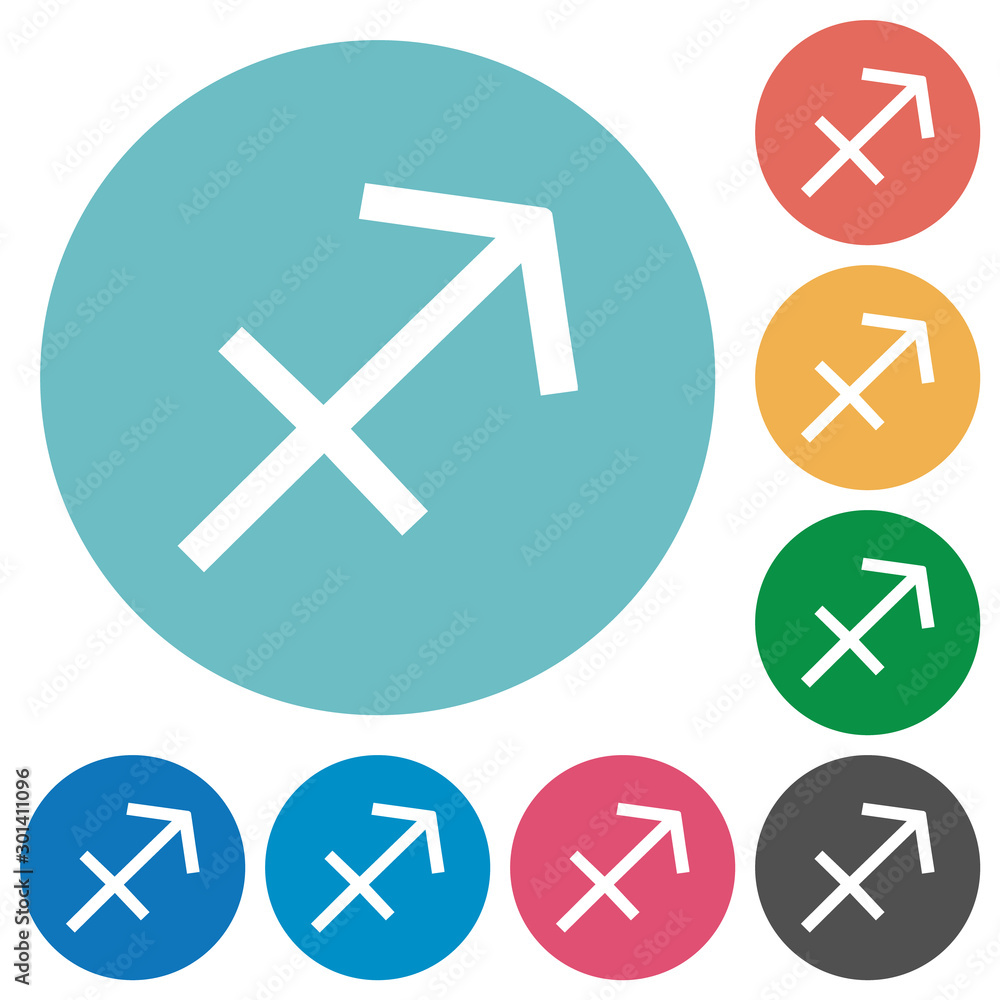 Sagittarius zodiac symbol flat round icons Sagittarius zodiac symbol flat round icons