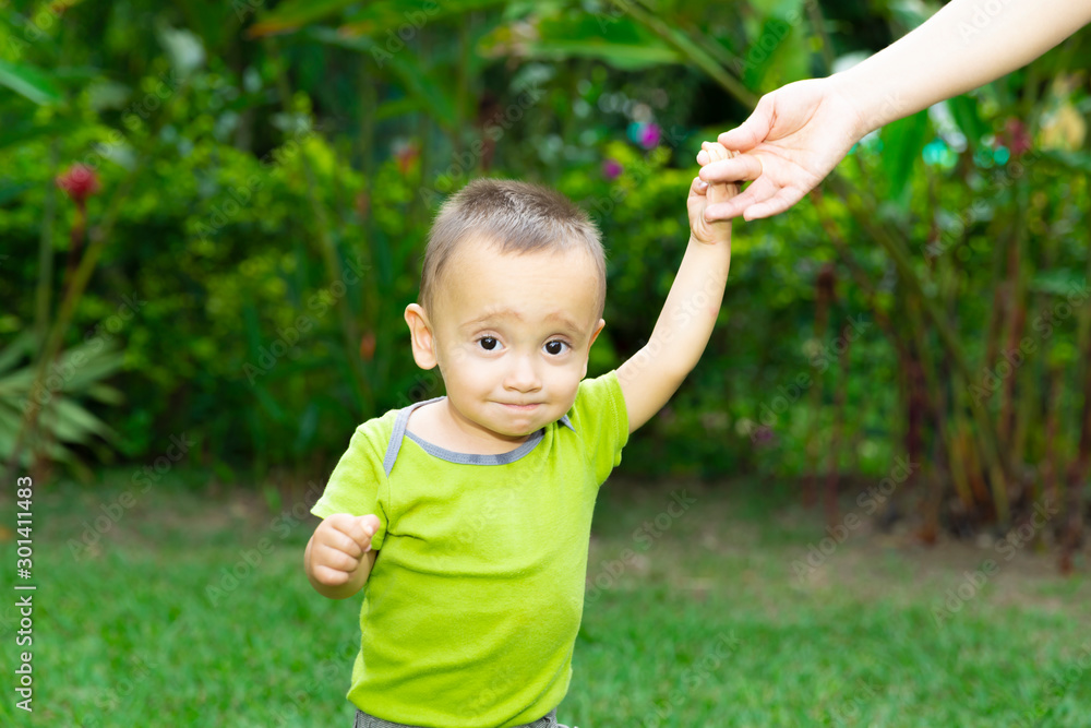 Happy Toddler Boy Learning to Walk Happy Toddler Boy Learning to Walk