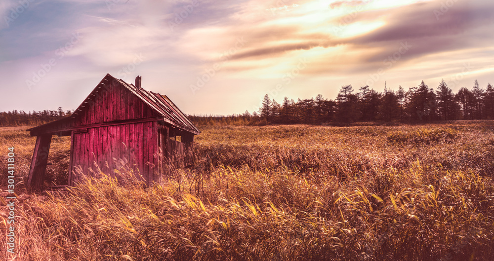 old abandoned house in the field HDR old abandoned house in the field HDR