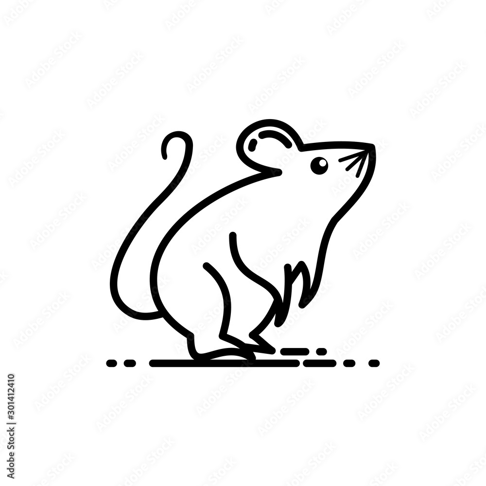 Rat – mouse icon, isolated on white background. Design with black line Vector, suitable for element of Happy Chinese New Year 2020 Rat – mouse icon, isolated on white background. Design with black line Vector, suitable for element of Happy Chinese New Year 2020