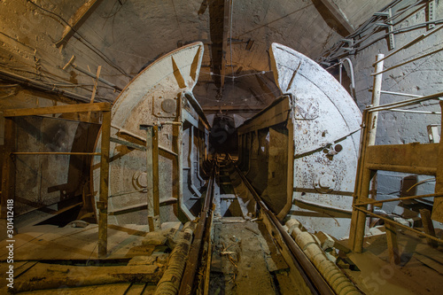 Wallpaper Mural Gold iron mine ore shaft tunnel with miner wagon dumper tipper Torontodigital.ca