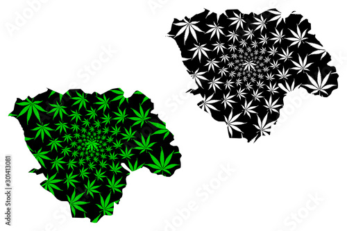 Tshopo Province (Democratic Republic of the Congo, DR Congo, DRC, Congo-Kinshasa) map is designed cannabis leaf green and black, Tshopo map made of marijuana (marihuana,THC) foliage.... photo