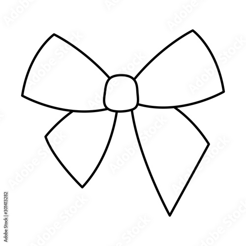 bow ribbon christmas decorative line style vector illustration design © Gstudio