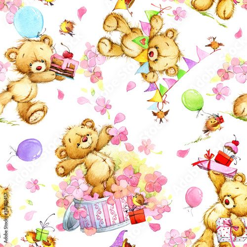 cute teddy bear seamless pattern